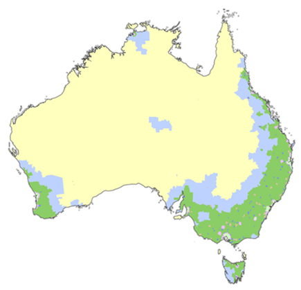 Modified Monash Model map of Australia.